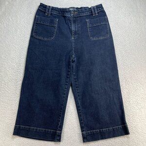 Chicos Jeans Womens US 10 Blue Capri High Rise Platinum Patch Pockets